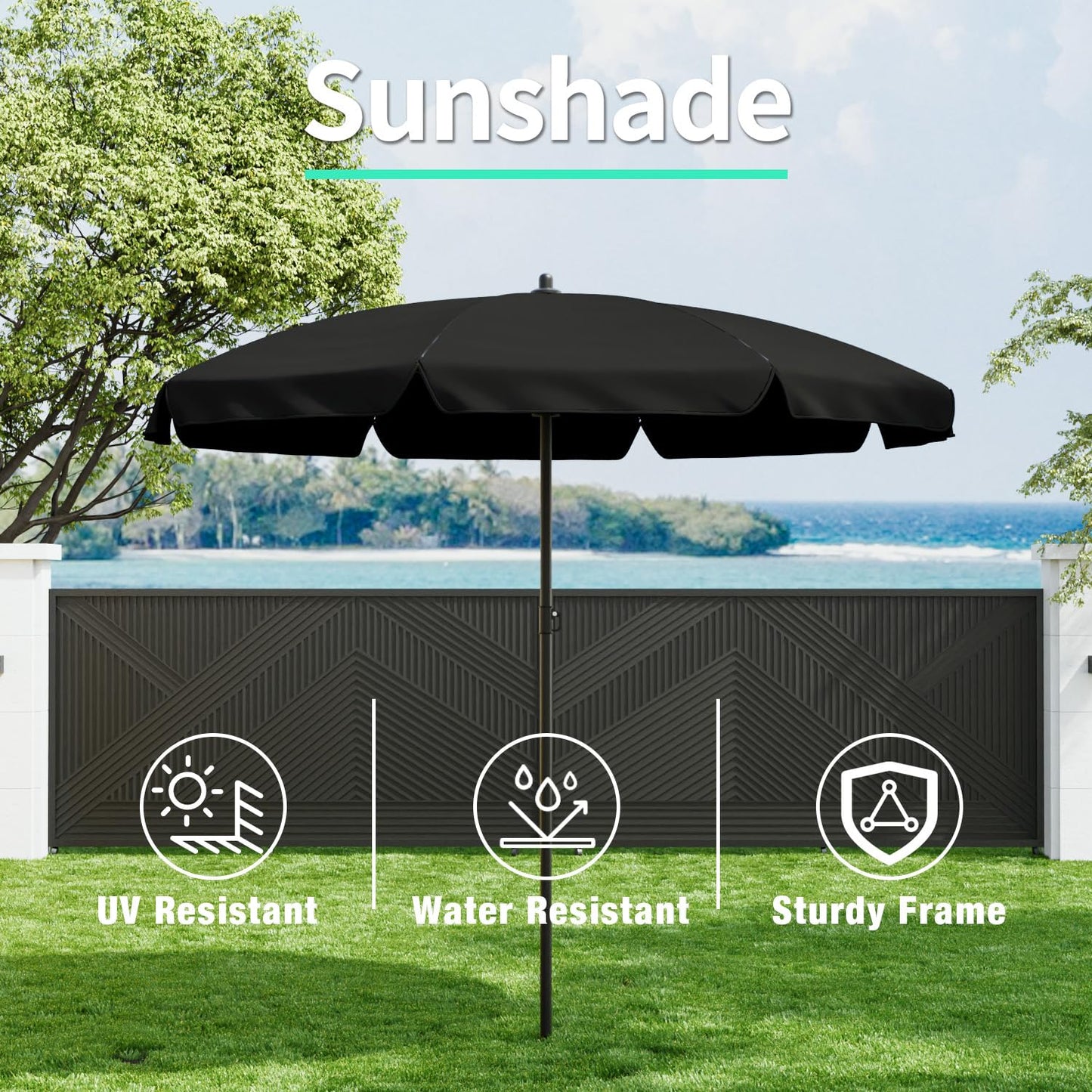 TAVATA 6 Piece Patio Dining Set with Umbrella, Outdoor Furniture Set with 4 Folding Chairs & Portable Metal Garden Table for Lawn, Backyard, Deck, Camping（Black） - CookCave