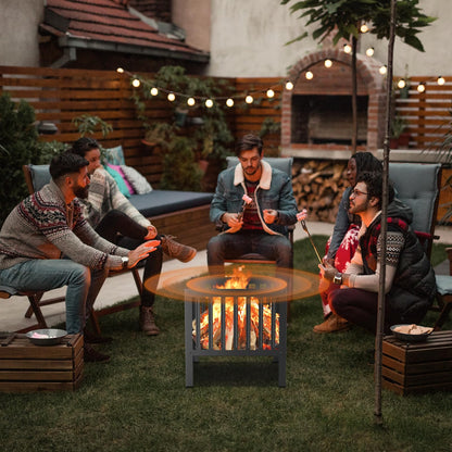 TBMLC 16-Inch Square Steel Grating Fire Pit in Black - Portable and Durable,Perfect for Backyard, Camping, and Bonfire Gathering Outdoor - CookCave