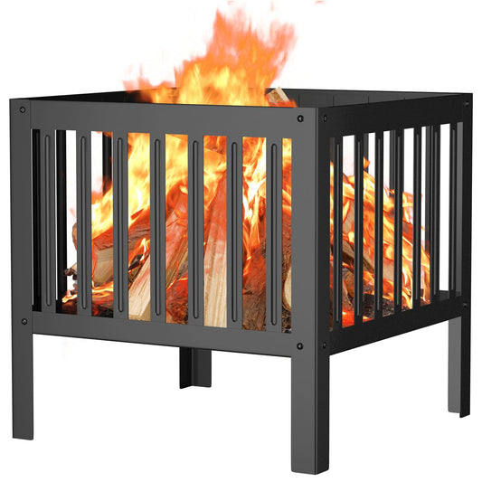 TBMLC 16-Inch Square Steel Grating Fire Pit in Black - Portable and Durable,Perfect for Backyard, Camping, and Bonfire Gathering Outdoor - CookCave