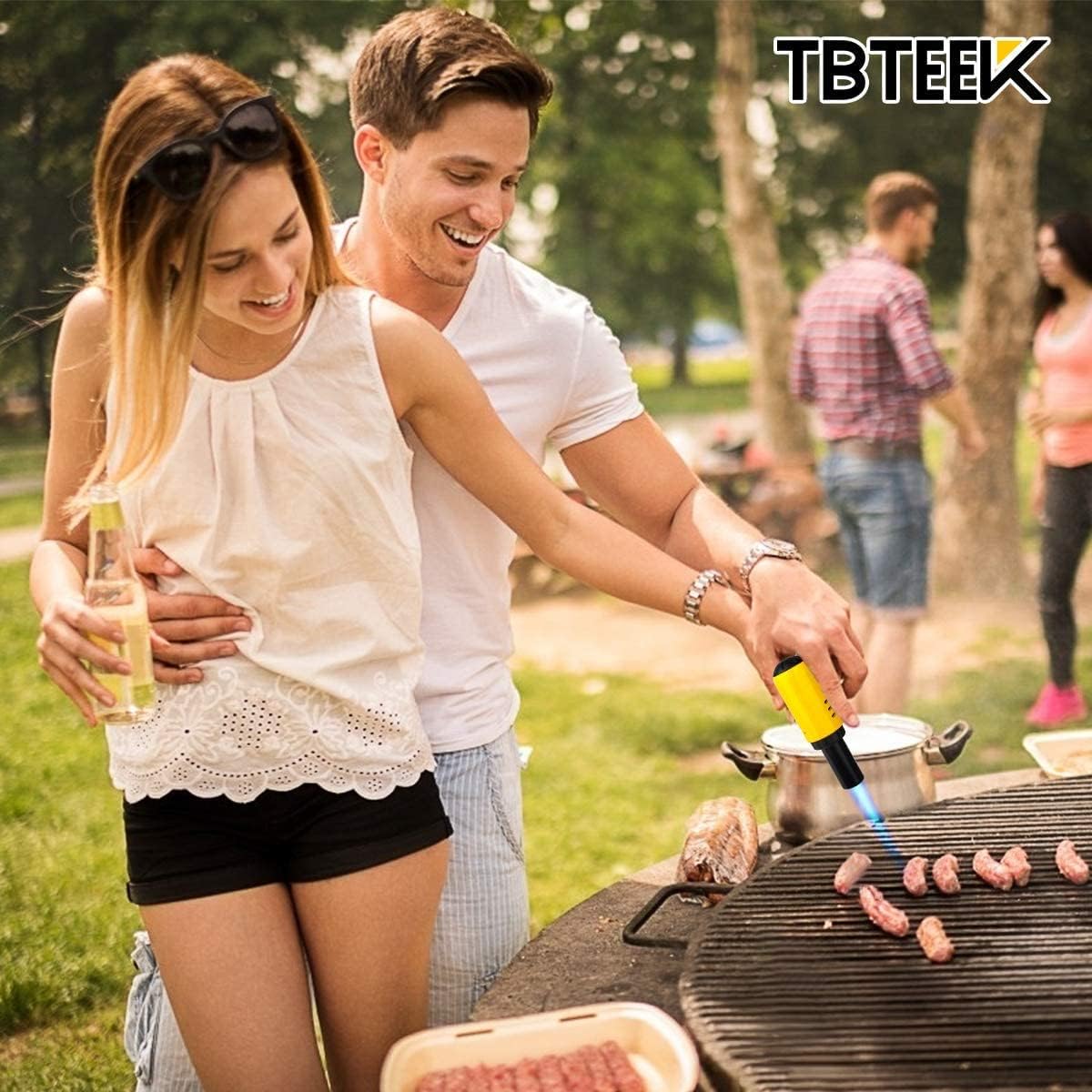 TBTeek Butane Torch with Fuel Gauge T907, One-hand Operation Kitchen Torch Lighter with Adjustable Flame for BBQ, Baking, Brulee Creme, Crafts and Soldering(Butane Gas Not Included) - CookCave