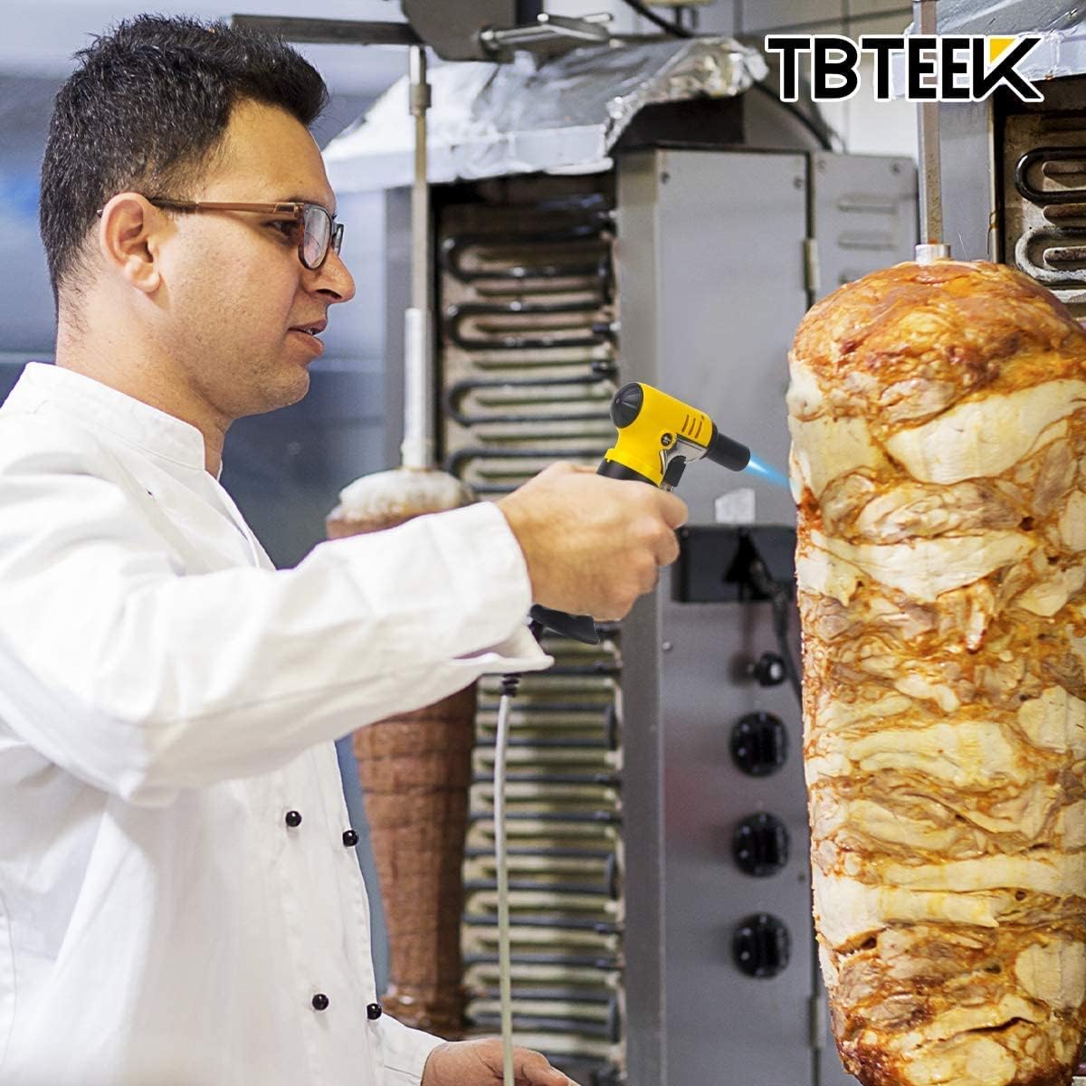 TBTeek Butane Torch with Fuel Gauge T907, One-hand Operation Kitchen Torch Lighter with Adjustable Flame for BBQ, Baking, Brulee Creme, Crafts and Soldering(Butane Gas Not Included) - CookCave