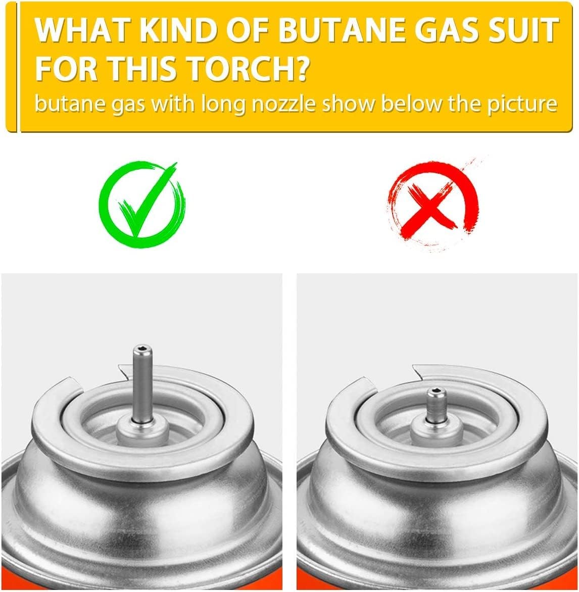 TBTeek Butane Torch with Fuel Gauge T907, One-hand Operation Kitchen Torch Lighter with Adjustable Flame for BBQ, Baking, Brulee Creme, Crafts and Soldering(Butane Gas Not Included) - CookCave