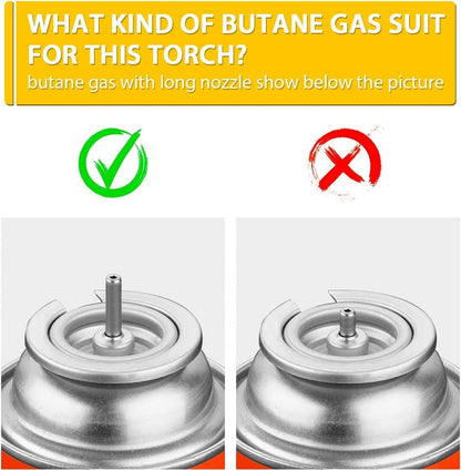 TBTeek Butane Torch with Fuel Gauge T907, One-hand Operation Kitchen Torch Lighter with Adjustable Flame for BBQ, Baking, Brulee Creme, Crafts and Soldering(Butane Gas Not Included) - CookCave