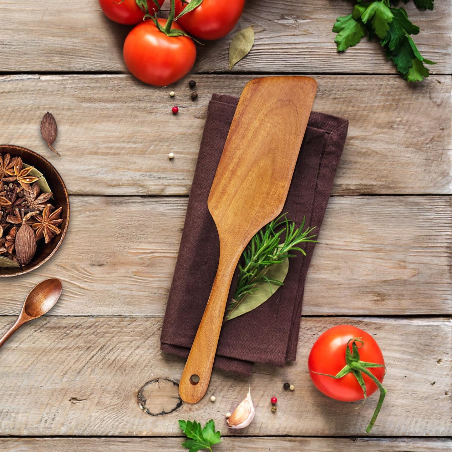 Teak Wooden Spatula for Cooking Wok Spatula Kitchen Turner for Mixing, Scraping, Baking Spatula Best Non Stick Wood Cooking Utensil Angled Flat Spatula Egg Flipper Spatula Scraper Fish Spatula Turner - CookCave