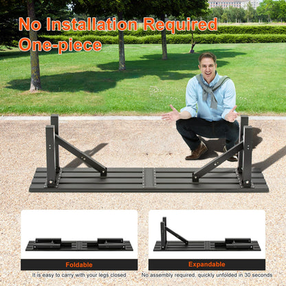 TECSPACE 35″ Aluminum Folding Bench Seat, All Weather Outdoor Small Bench, Installation Free Portable Foldable Bench - CookCave