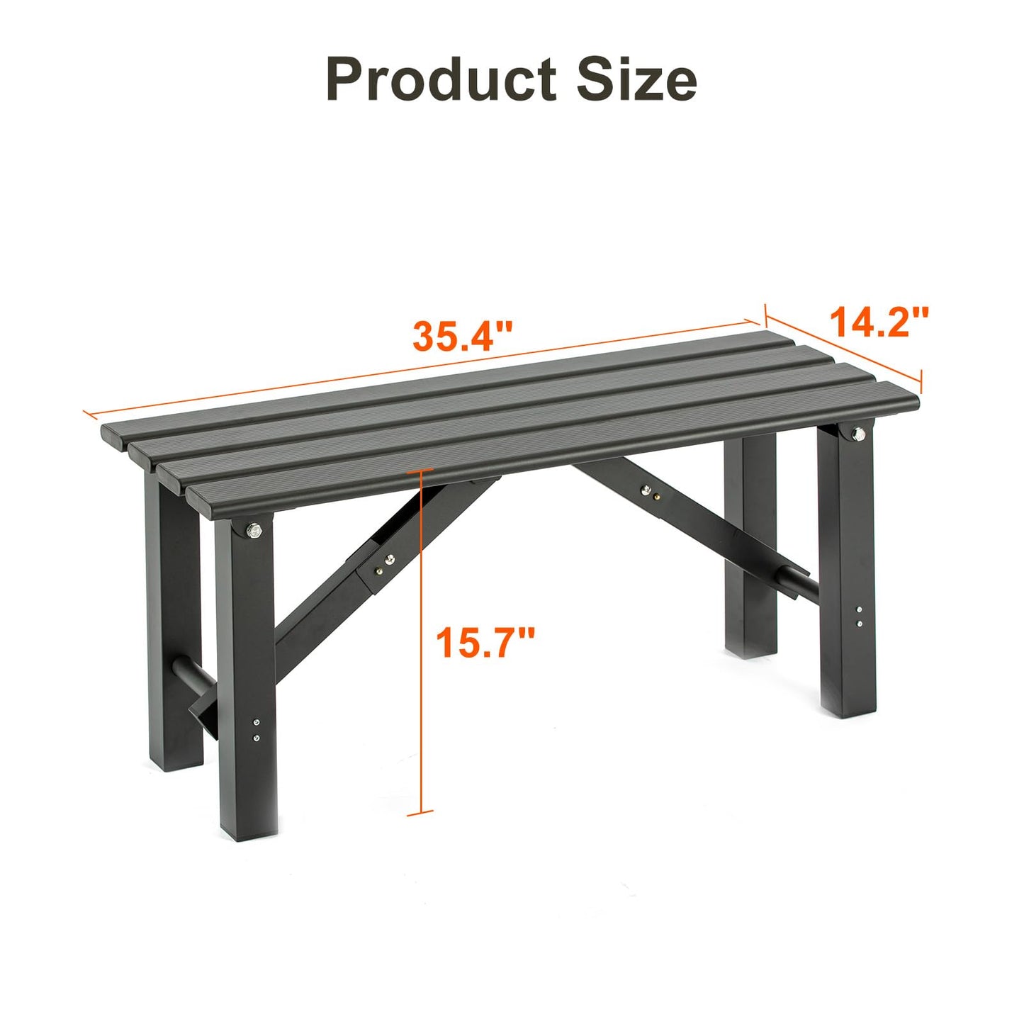TECSPACE 35″ Aluminum Folding Bench Seat, All Weather Outdoor Small Bench, Installation Free Portable Foldable Bench - CookCave