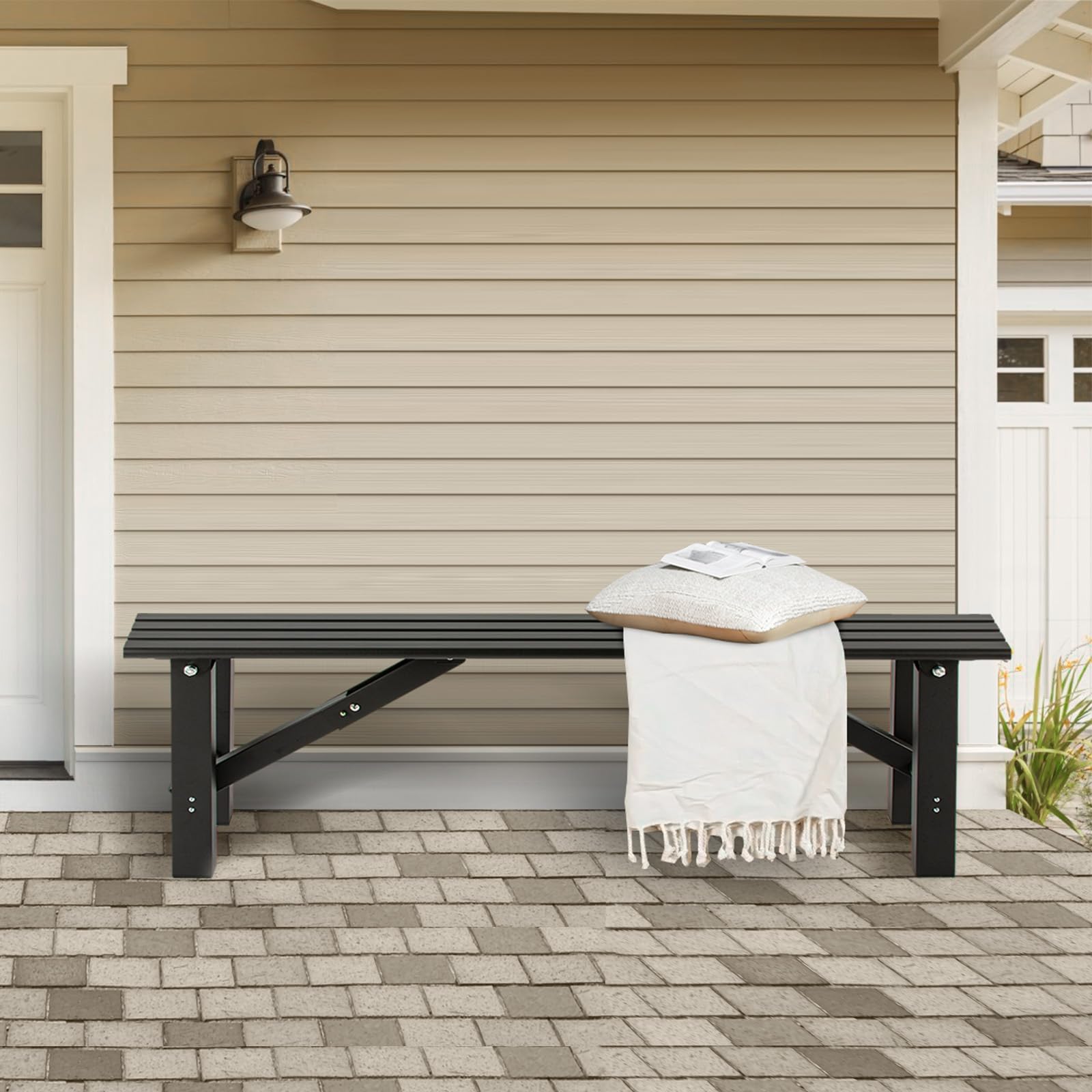 TECSPACE 35″ Aluminum Folding Bench Seat, All Weather Outdoor Small Bench, Installation Free Portable Foldable Bench - CookCave