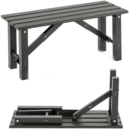 TECSPACE 35″ Aluminum Folding Bench Seat, All Weather Outdoor Small Bench, Installation Free Portable Foldable Bench - CookCave