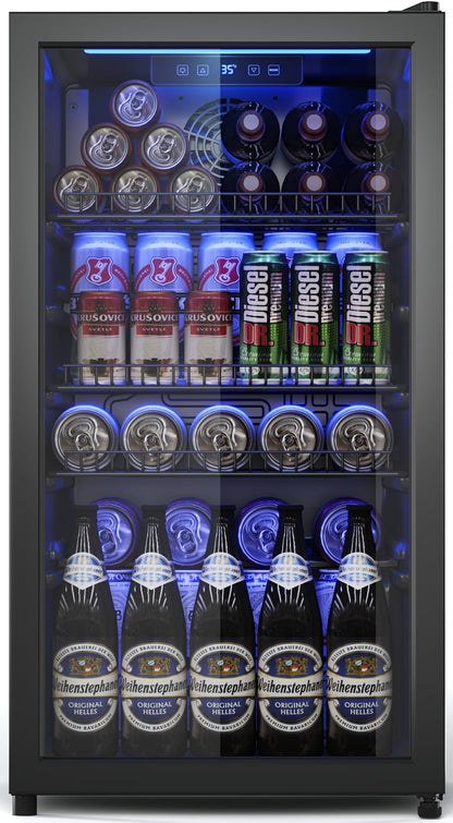 Tehanld Beverage Fridge, Mini Fridge With Glass Door, Beverage Cooler Refrigerator, Wine Drink Beer Cooler, Adjustable Shelves & Digital Temperature Display - CookCave