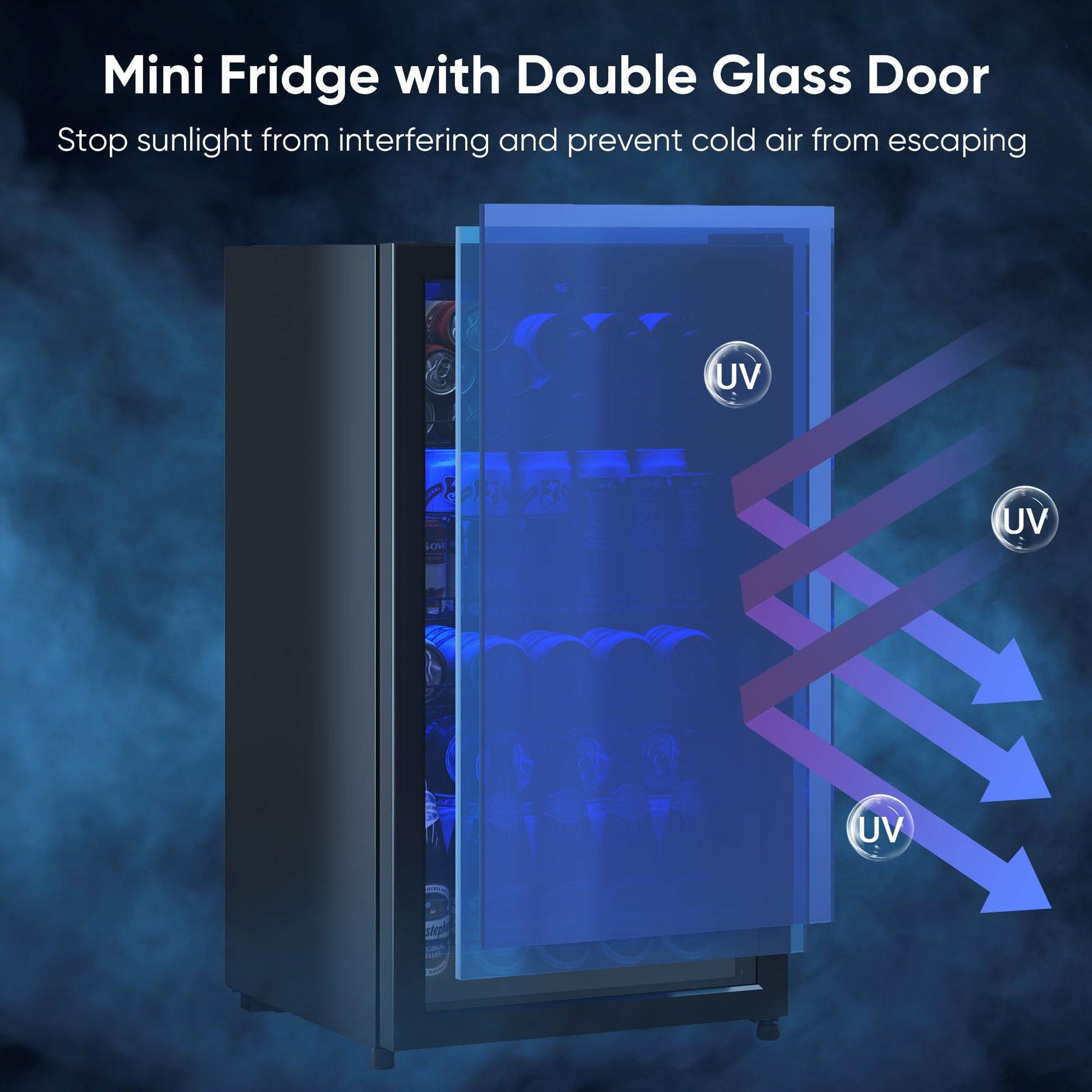 Tehanld Beverage Fridge, Mini Fridge With Glass Door, Beverage Cooler Refrigerator, Wine Drink Beer Cooler, Adjustable Shelves & Digital Temperature Display - CookCave
