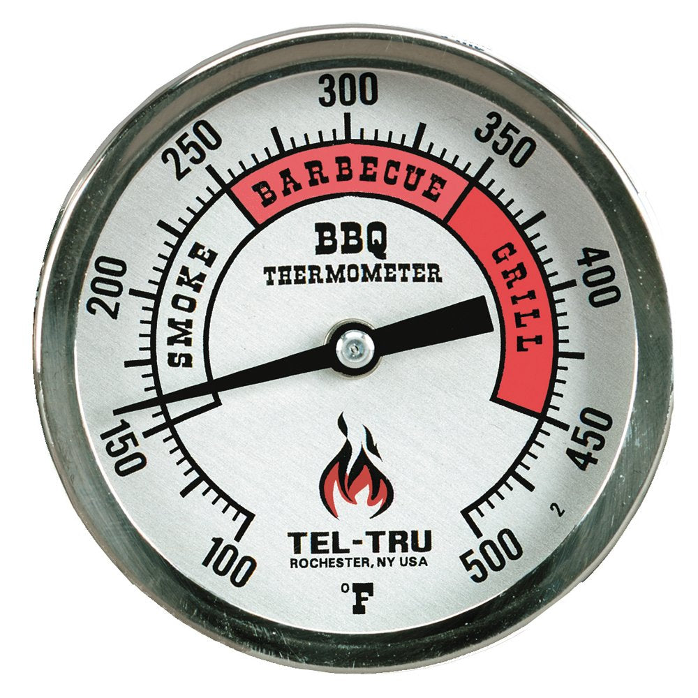 Tel-Tru BQ300 Barbecue Thermometer, 3 inch Aluminum Zoned dial, 4 inch stem, 100/500 Degrees F - CookCave