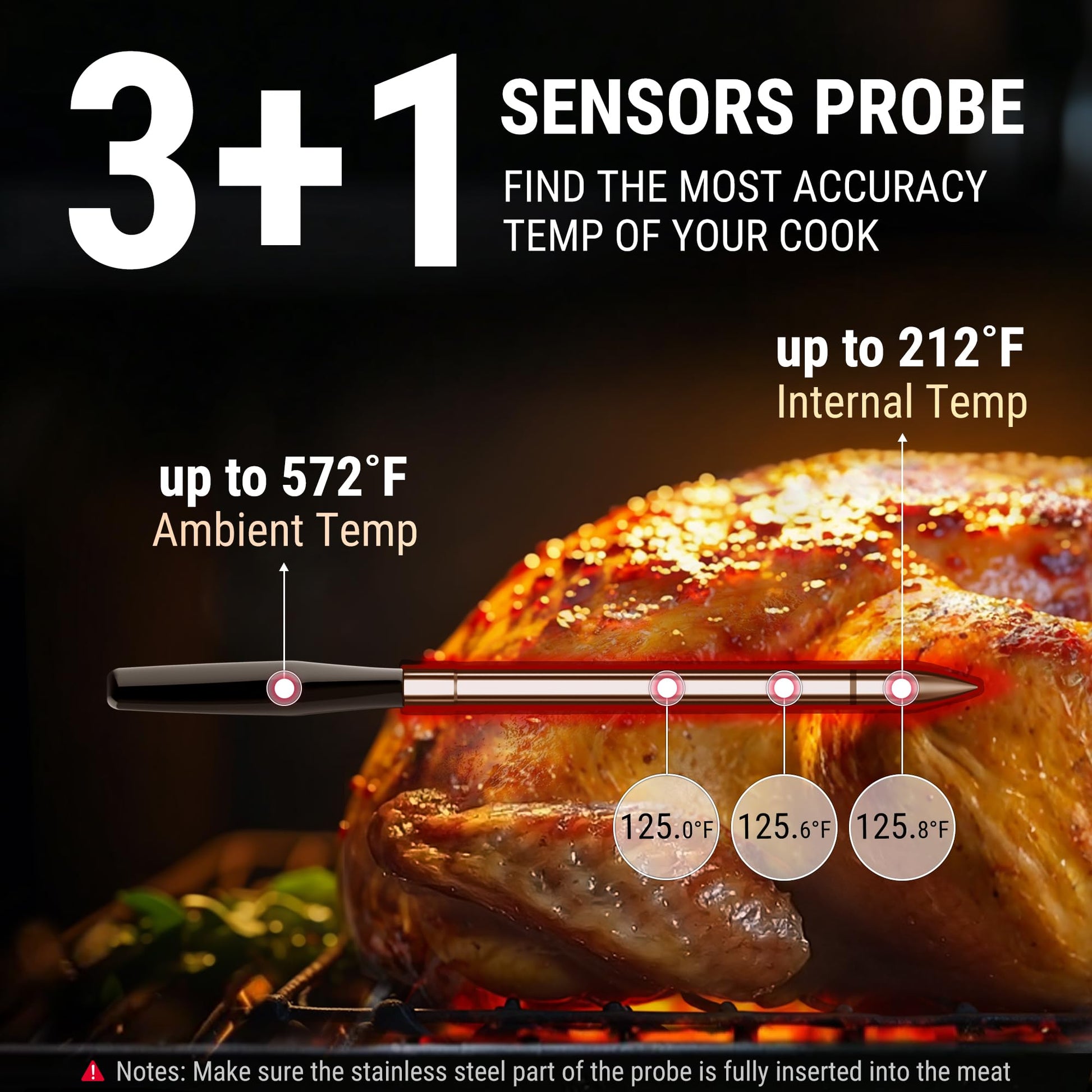 TempSpike Wireless Meat Thermometer Digital with App, WiFi & Bluetooth BBQ Grill Thermometer with High Precision, Waterproof & Heat-Resistant Probes, Rechargeable Base for Smoker Oven Fathers Day Gift - CookCave