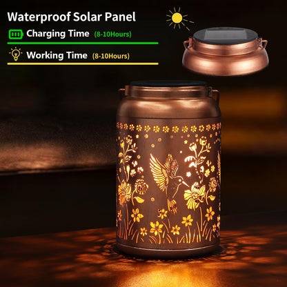 Tepaken Solar Lanterns Outdoor Waterproof Hummingbird Garden Decor Gifts for Women Mom Grandma Hanging Solar Lights Metal Solar Decoration Outside for Yard, Patio, Backyard, Porch - CookCave