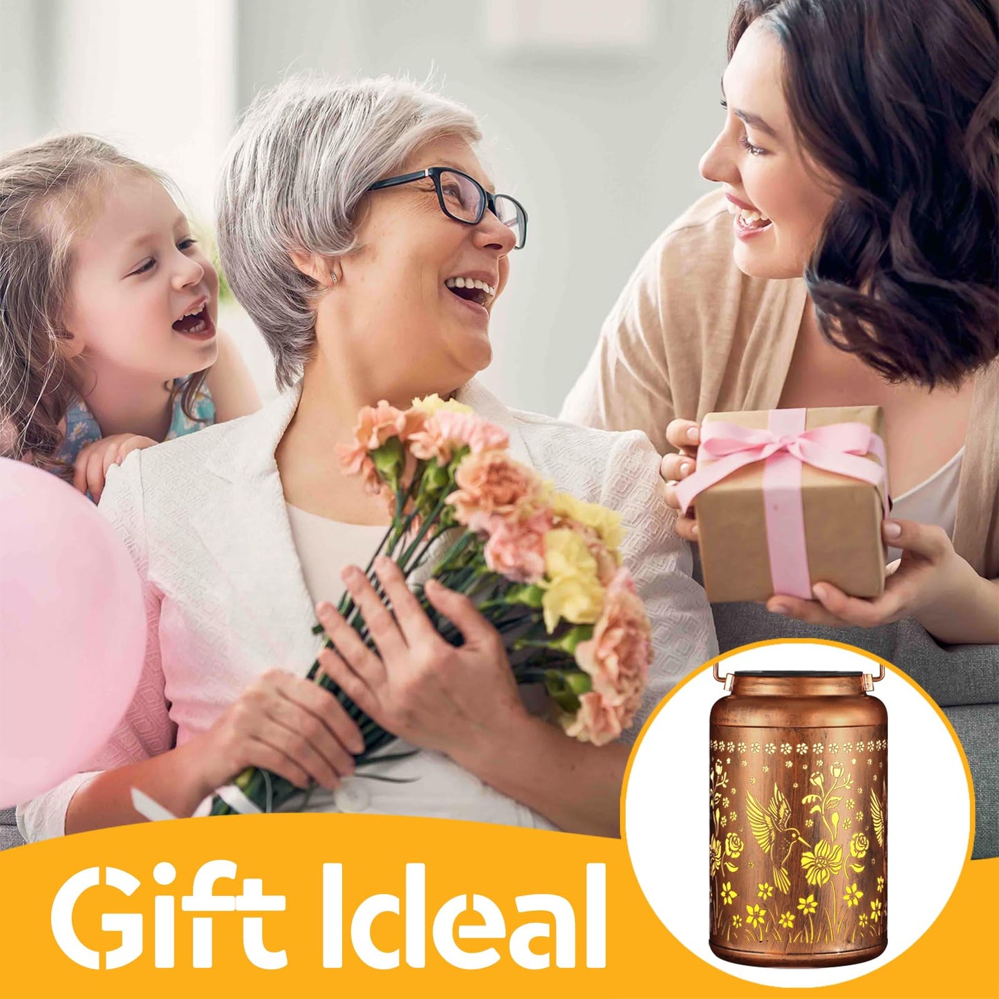 Tepaken Solar Lanterns Outdoor Waterproof Hummingbird Garden Decor Gifts for Women Mom Grandma Hanging Solar Lights Metal Solar Decoration Outside for Yard, Patio, Backyard, Porch - CookCave