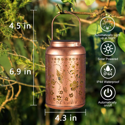 Tepaken Solar Lanterns Outdoor Waterproof Hummingbird Garden Decor Gifts for Women Mom Grandma Hanging Solar Lights Metal Solar Decoration Outside for Yard, Patio, Backyard, Porch - CookCave