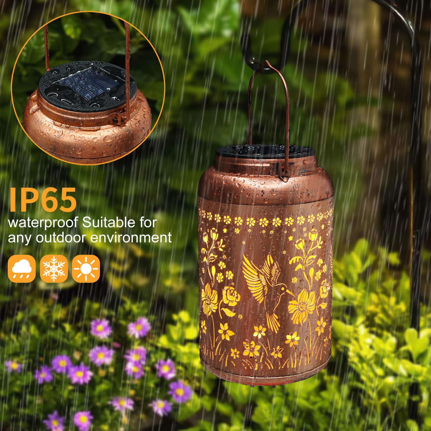 Tepaken Solar Lanterns Outdoor Waterproof Hummingbird Garden Decor Gifts for Women Mom Grandma Hanging Solar Lights Metal Solar Decoration Outside for Yard, Patio, Backyard, Porch - CookCave