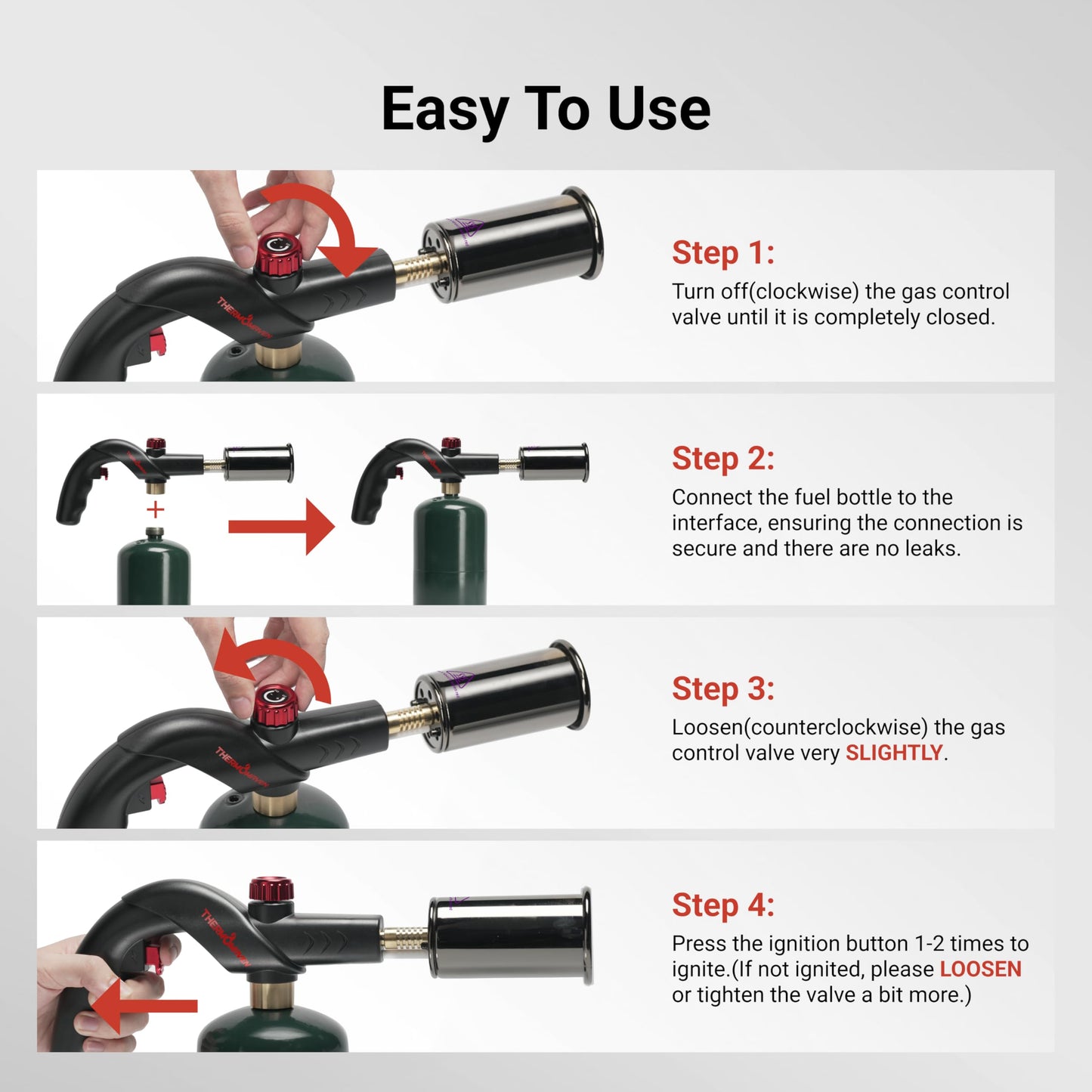 ThermoMaven Powerful Propane Torch, Kitchen Cooking Torch, Culinary Torch Lighter, Adjustable Blow Torch for Sous Vide Searing Steak, BBQ, Grill, Campfire Charcoal Starter (Propane Tank Not Included) - CookCave