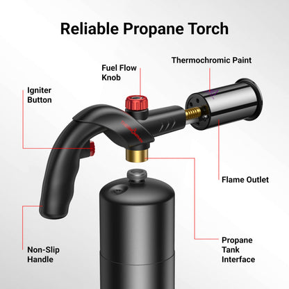 ThermoMaven Powerful Propane Torch, Kitchen Cooking Torch, Culinary Torch Lighter, Adjustable Blow Torch for Sous Vide Searing Steak, BBQ, Grill, Campfire Charcoal Starter (Propane Tank Not Included) - CookCave
