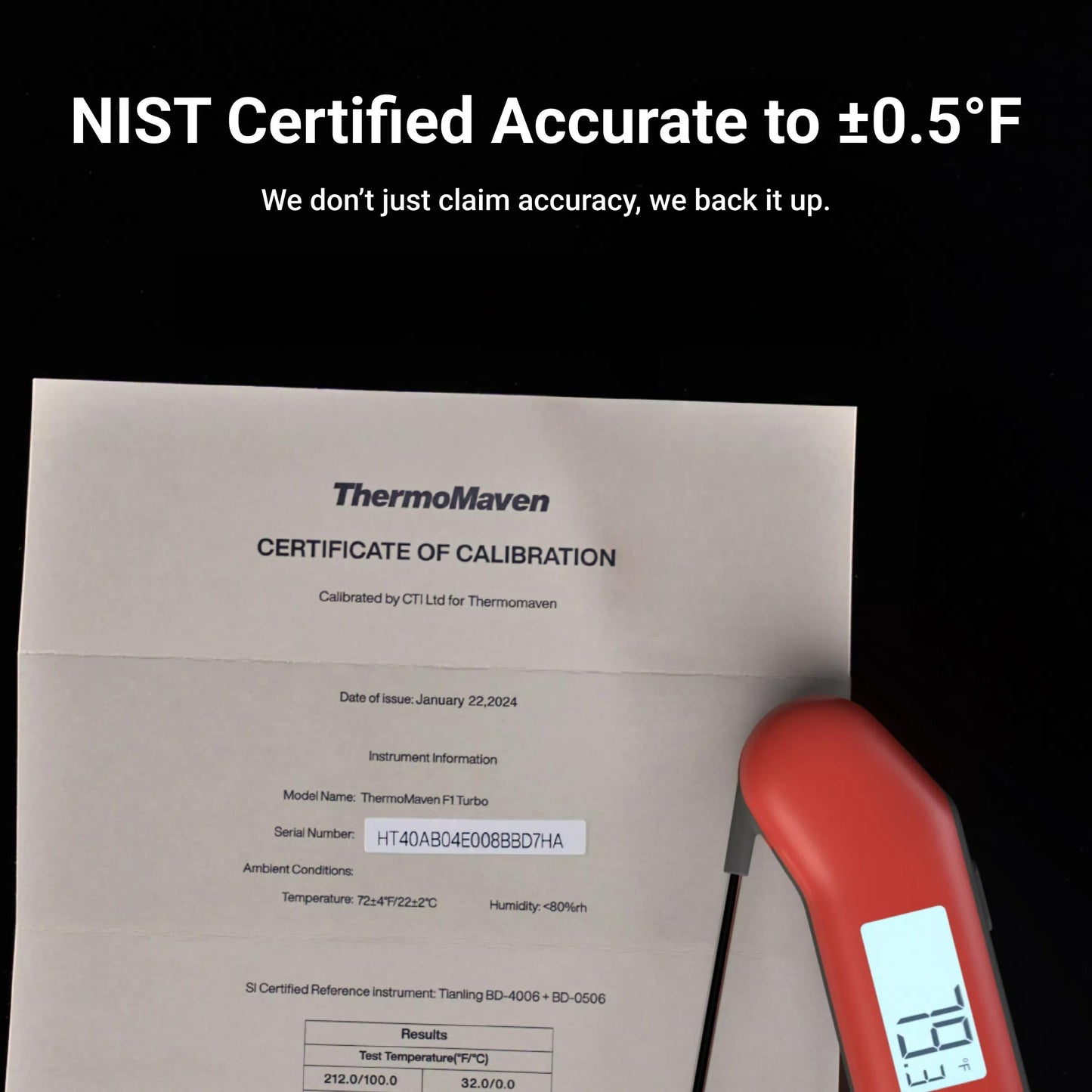 ThermoMaven ProfessionaI Meat Thermometer Digital, 3X Faster 0.5 Sec Instant Read, NIST Certified Accuracy ±0.5°F, 100% Waterproof Probe, Auto-Rotate Bright Indicator, for Candy/Grill/BBQ, Red & Gray - CookCave