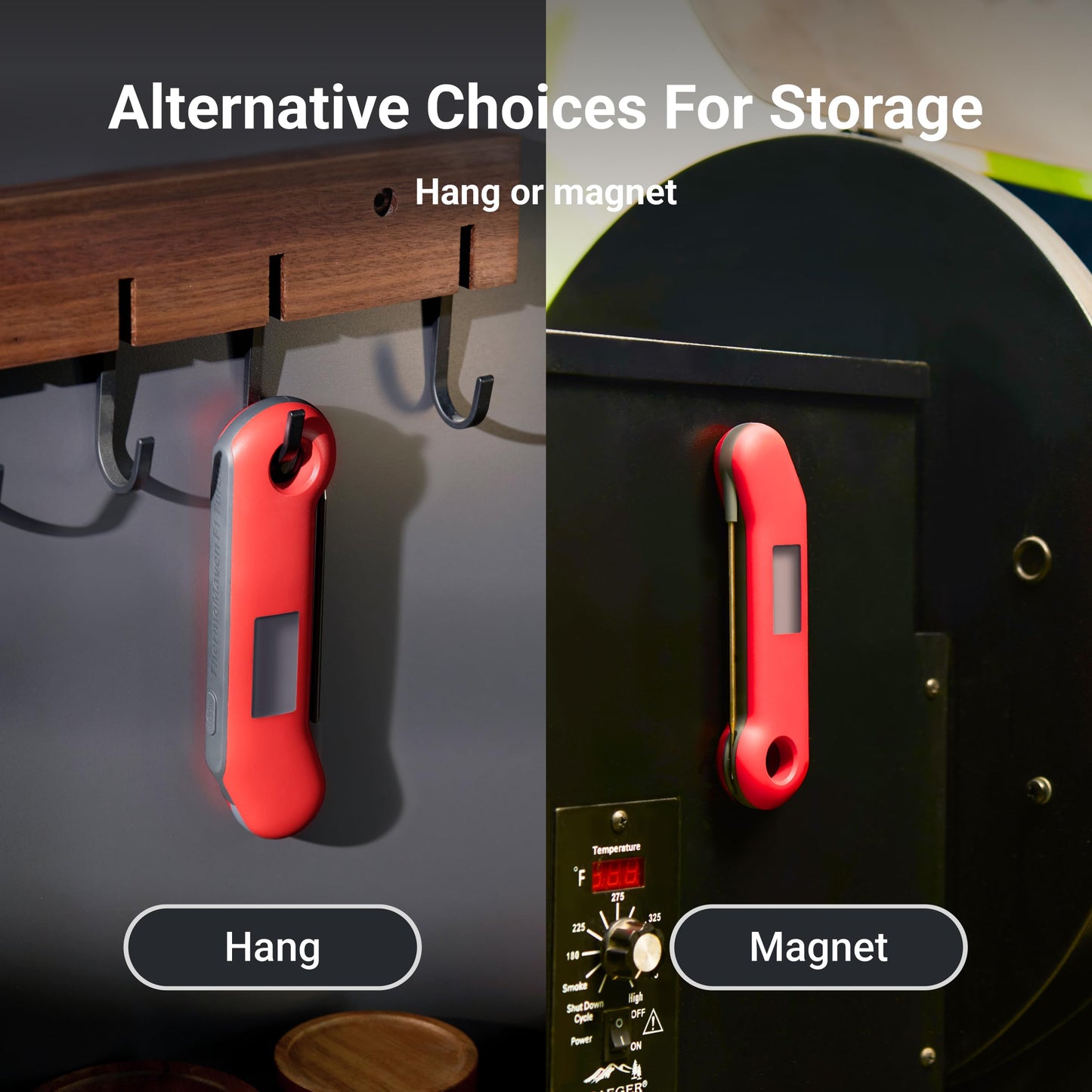 ThermoMaven ProfessionaI Meat Thermometer Digital, 3X Faster 0.5 Sec Instant Read, NIST Certified Accuracy ±0.5°F, 100% Waterproof Probe, Auto-Rotate Bright Indicator, for Candy/Grill/BBQ, Red & Gray - CookCave