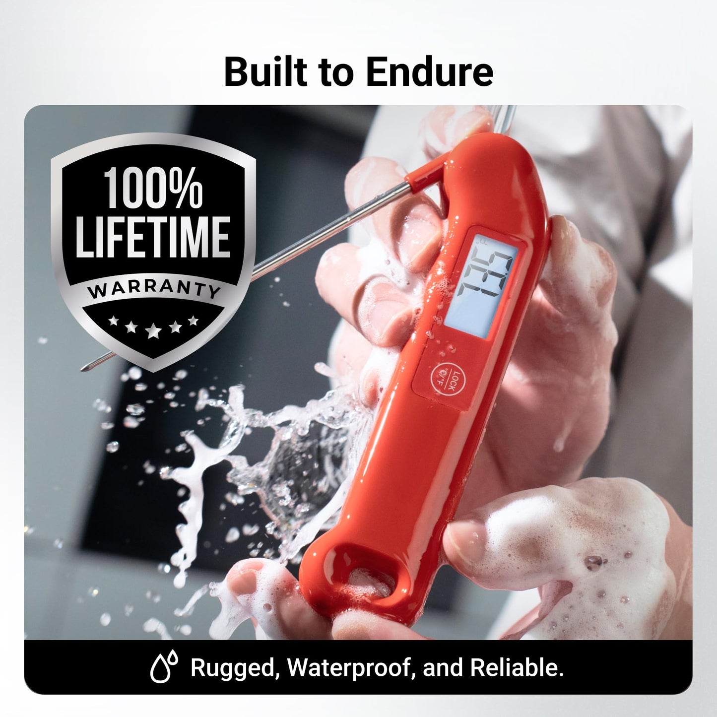 ThermoMaven Professional Meat Thermometer Digital, 1 Sec Instant Read Food Thermometer for Cooking Grill, Kitchen Gadgets BBQ Accessories, High Accuracy, Waterproof, Gifts for Men Dad Fathers Day, Red - CookCave