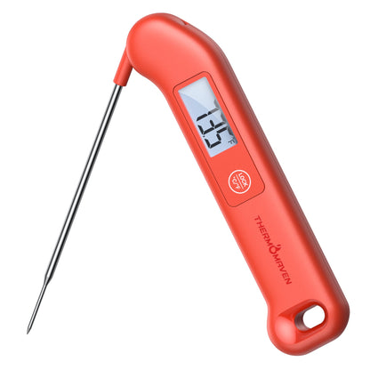 ThermoMaven Professional Meat Thermometer Digital, 1 Sec Instant Read Food Thermometer for Cooking Grill, Kitchen Gadgets BBQ Accessories, High Accuracy, Waterproof, Gifts for Men Dad Fathers Day, Red - CookCave