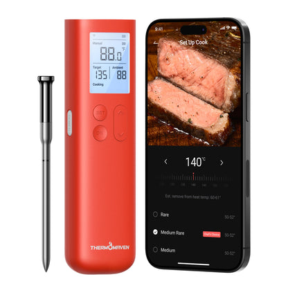 ThermoMaven Smart Bluetooth Wireless Meat Thermometer, 10X Enhanced Sub-1G Signal and Stability, Standalone Display Base, Certified Accuracy ±0.5°F, WiFi Unlimited Range for BBQ, Oven, Smoker, Grill - CookCave