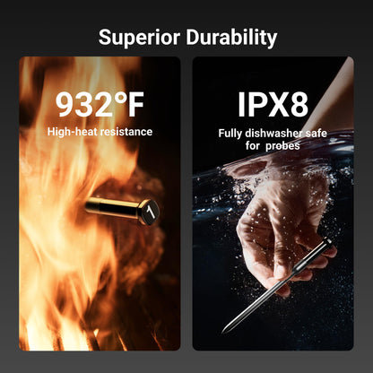 ThermoMaven Wireless Bluetooth Smart Meat Thermometer: Standalone Base, Smart WiFi Thermometer with Sub-1G, 6 Sensors NIST Certified Accuracy, 2 Probes, for BBQ, Grill, Oven, Smoker, Rotisserie - CookCave