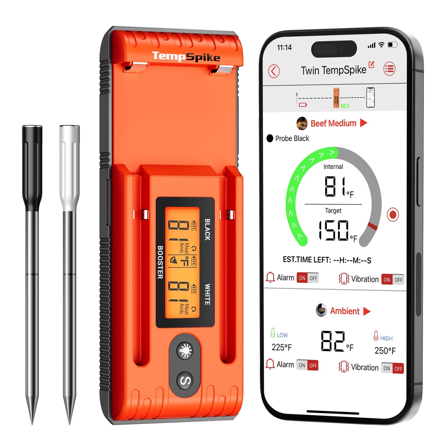 ThermoPro TempSpike Wireless Meat Thermometer Digital with 500FT Bluetooth Range, Cooking Food Thermometer with LCD Signal Booster & Dual Color-Coded Probes for BBQ Oven Smoker Turkey Rotisserie - CookCave