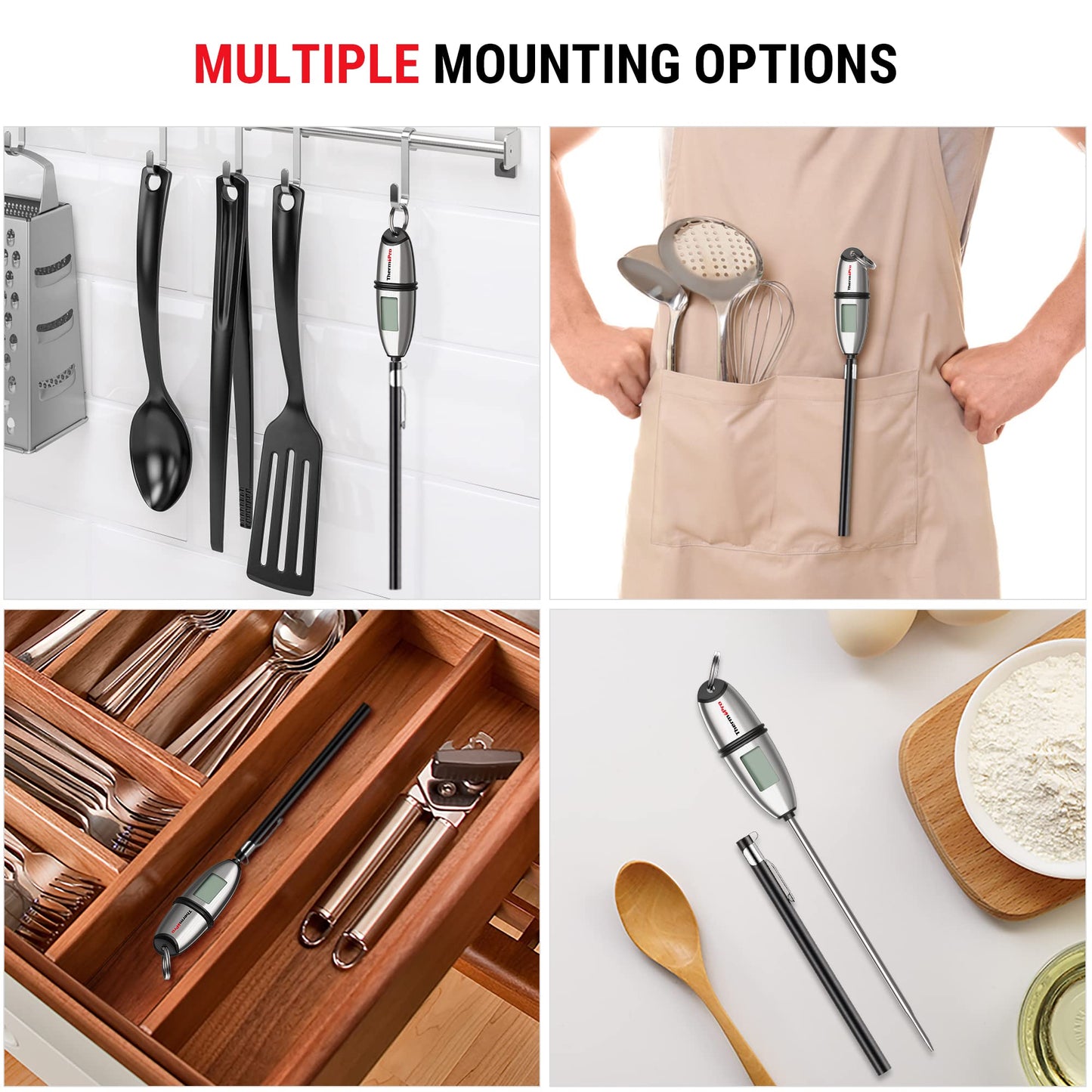 ThermoPro TP02S Digital Food Thermometer for Cooking Bread Baking Sourdough Liquids, Meat Thermometer Digital with Super Long Probe for Grill Candy Kitchen BBQ Oil Milk Yogurt Water Temperature - CookCave