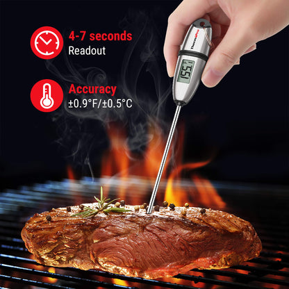 ThermoPro TP02S Digital Food Thermometer for Cooking Bread Baking Sourdough Liquids, Meat Thermometer Digital with Super Long Probe for Grill Candy Kitchen BBQ Oil Milk Yogurt Water Temperature - CookCave