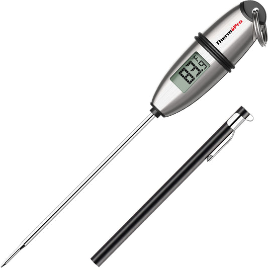 ThermoPro TP02S Digital Food Thermometer for Cooking Bread Baking Sourdough Liquids, Meat Thermometer Digital with Super Long Probe for Grill Candy Kitchen BBQ Oil Milk Yogurt Water Temperature - CookCave