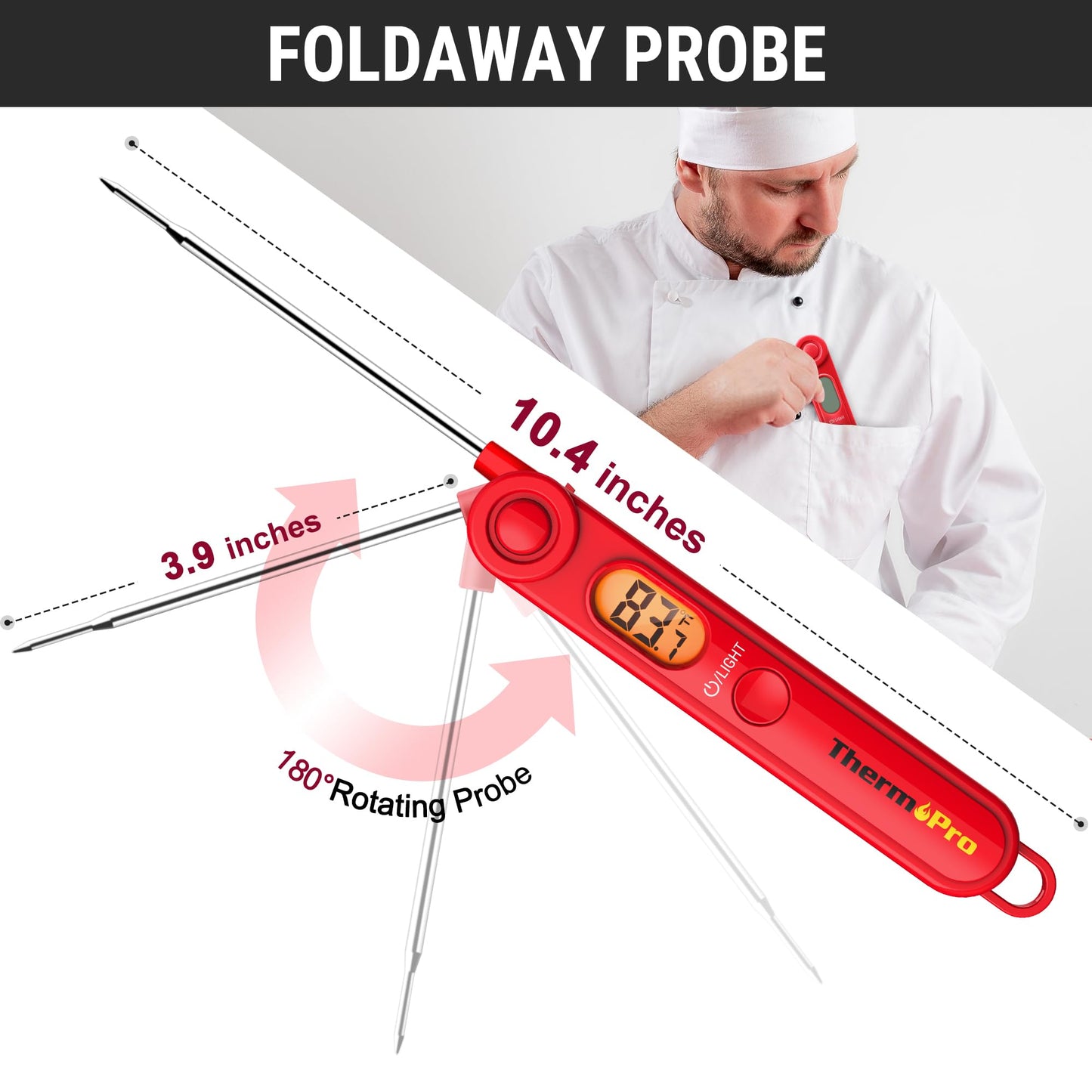 ThermoPro TP03B Digital Meat Thermometer for Cooking, Instant Read Thermometer with Backlight, Kitchen Food Thermometer for Grill Smoker BBQ Oil Deep Fry Candy Bread Coffee with Pop-up Meat Probe - CookCave