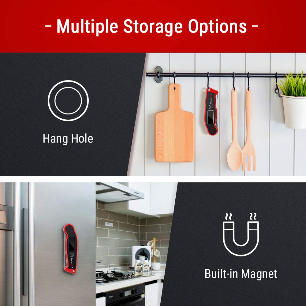 ThermoPro TP19 Waterproof Digital Meat Thermometer for Grilling with Ambidextrous Backlit & Thermocouple Instant Read Kitchen Cooking Food Thermometer for Candy Water Oil BBQ Grill Smoker - CookCave