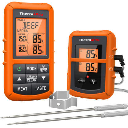 ThermoPro TP20 500FT Wireless Meat Thermometer with Dual Meat Probe, Digital Cooking Food Meat Thermometer Wireless for Smoker BBQ Grill Thermometer Turkey Thermometer, Fathers Day Gift - CookCave