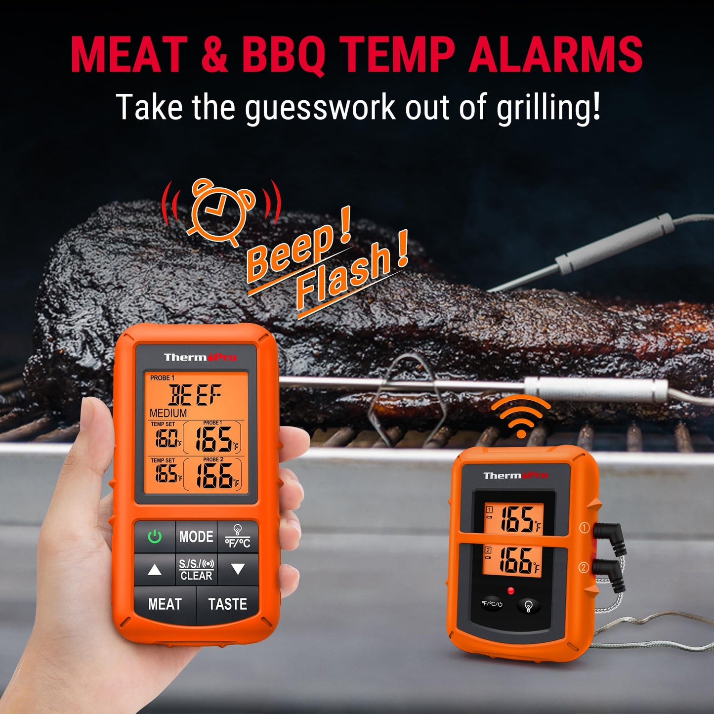 ThermoPro TP20 500FT Wireless Meat Thermometer with Dual Meat Probe, Digital Cooking Food Meat Thermometer Wireless for Smoker BBQ Grill Thermometer Turkey Thermometer, Fathers Day Gift - CookCave