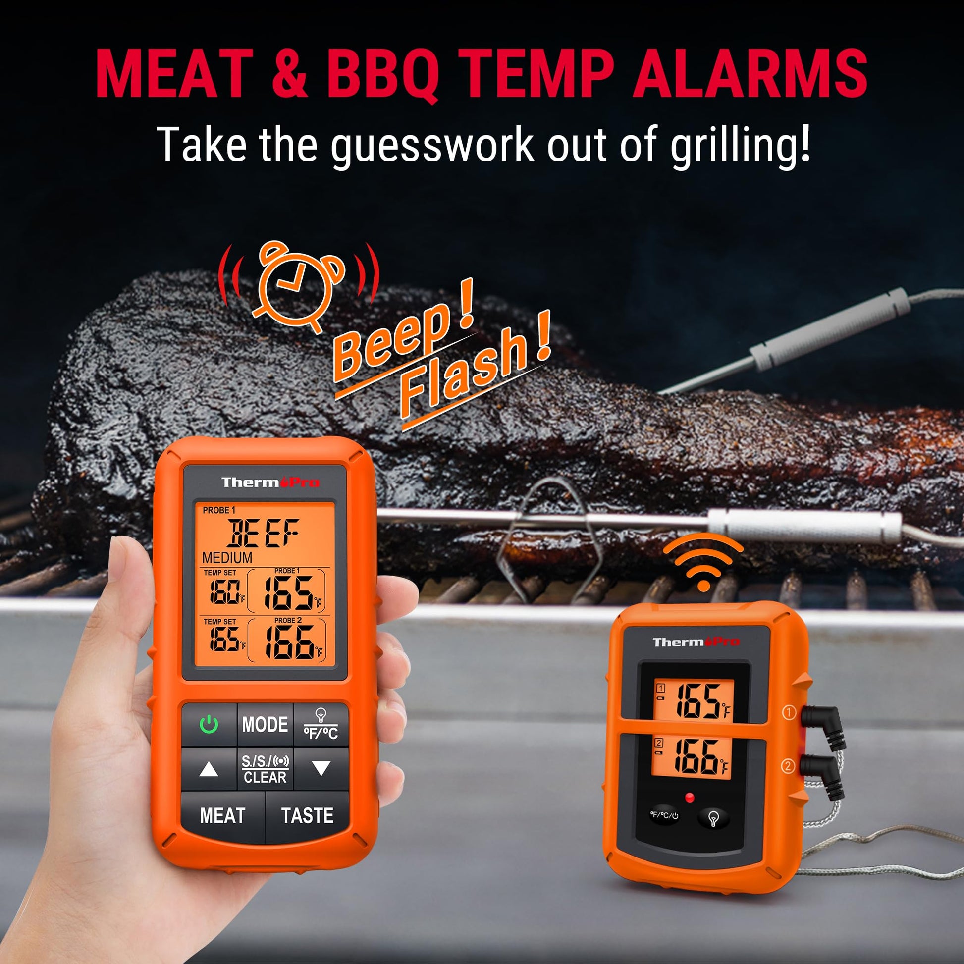 ThermoPro TP20 500FT Wireless Meat Thermometer with Dual Meat Probe, Digital Cooking Food Meat Thermometer Wireless for Smoker BBQ Grill Thermometer Turkey Thermometer, Fathers Day Gift - CookCave