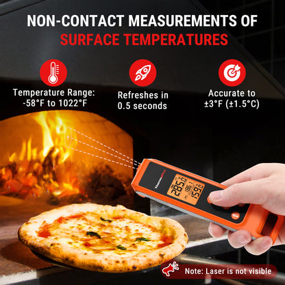 ThermoPro TP420 2-in-1 Instant Read Thermometer for Cooking, Infrared Thermometer Cooking Thermometer with Meat Probe, Non-Contact Laser Meat Thermometer for Griddle Grill Pizza Oven HVAC Pool - CookCave
