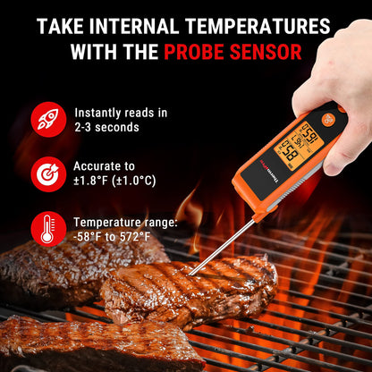 ThermoPro TP420 2-in-1 Instant Read Thermometer for Cooking, Infrared Thermometer Cooking Thermometer with Meat Probe, Non-Contact Laser Meat Thermometer for Griddle Grill Pizza Oven HVAC Pool - CookCave