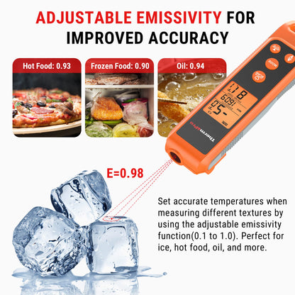 ThermoPro TP420 2-in-1 Instant Read Thermometer for Cooking, Infrared Thermometer Cooking Thermometer with Meat Probe, Non-Contact Laser Meat Thermometer for Griddle Grill Pizza Oven HVAC Pool - CookCave