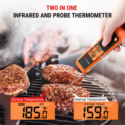 ThermoPro TP420 2-in-1 Instant Read Thermometer for Cooking, Infrared Thermometer Cooking Thermometer with Meat Probe, Non-Contact Laser Meat Thermometer for Griddle Grill Pizza Oven HVAC Pool - CookCave