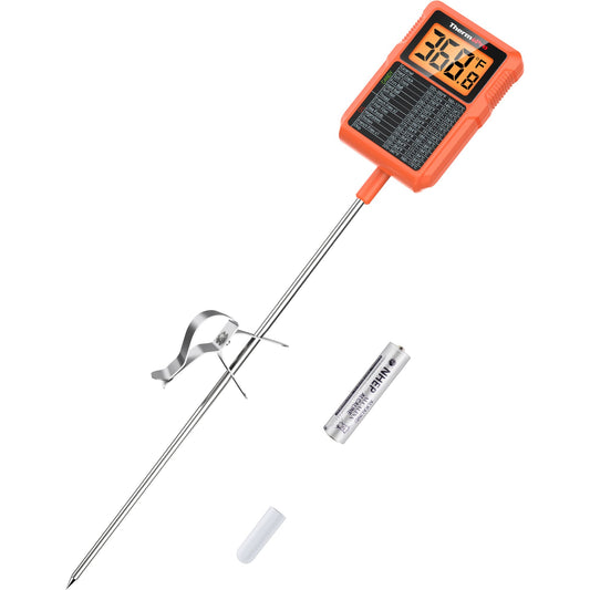 ThermoPro TP510 Waterproof Digital Candy Thermometer with Pot Clip, 10" Long Probe Instant Read Food Cooking Meat Thermometer for Grilling Smoker BBQ Deep Fry Oil Thermometer - CookCave