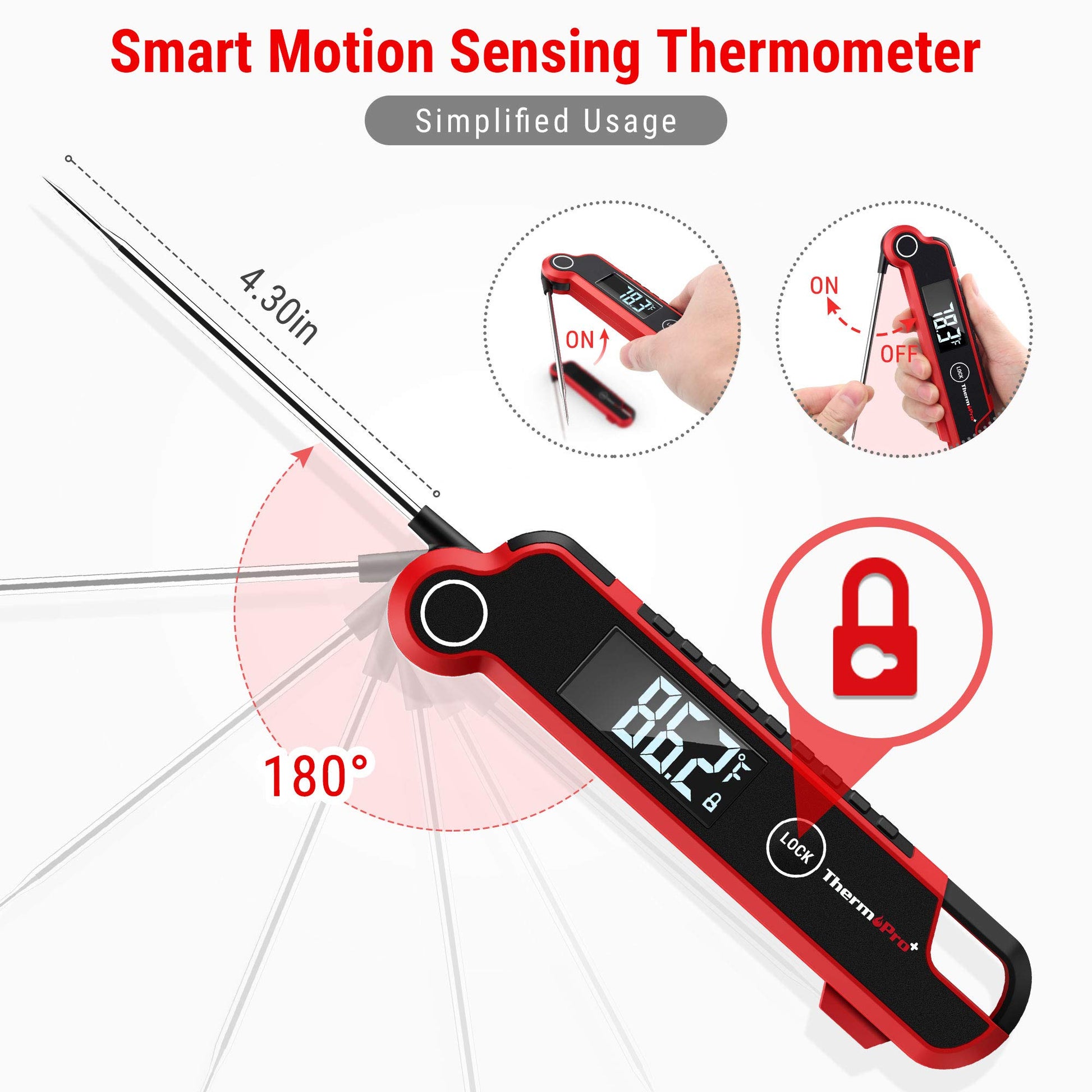 ThermoPro TP620 Instant Read Meat Thermometer Digital, Cooking Thermometer with Large Auto-Rotating LCD Display, Waterproof Food Thermometer Digital for Kitchen, BBQ, or Grill - CookCave