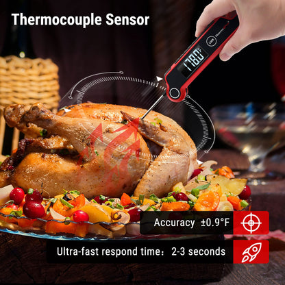 ThermoPro TP620 Instant Read Meat Thermometer Digital, Cooking Thermometer with Large Auto-Rotating LCD Display, Waterproof Food Thermometer Digital for Kitchen, BBQ, or Grill - CookCave