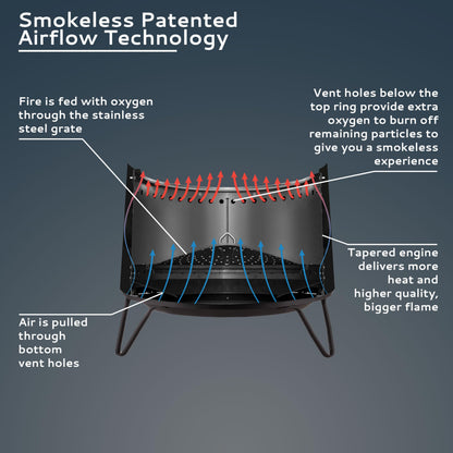 TIKI 20-Inch Smokeless Social Fire Pit, Portable Outdoor Fire Pit with Removable Ash Base, Stand & Cloth Cover – Modern Wood Burning Fire Pit for Patio, Backyard, and Gatherings - CookCave