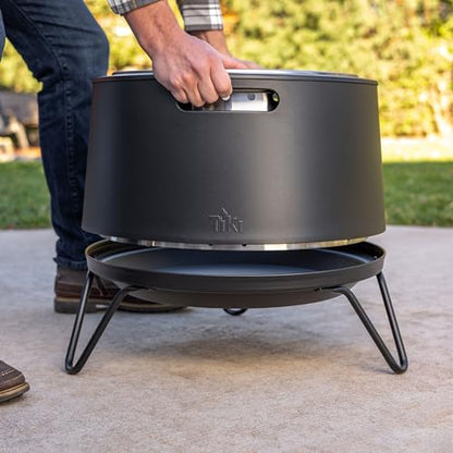 TIKI 20-Inch Smokeless Social Fire Pit, Portable Outdoor Fire Pit with Removable Ash Base, Stand & Cloth Cover – Modern Wood Burning Fire Pit for Patio, Backyard, and Gatherings - CookCave