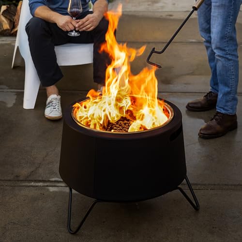 TIKI 20-Inch Smokeless Social Fire Pit, Portable Outdoor Fire Pit with Removable Ash Base, Stand & Cloth Cover – Modern Wood Burning Fire Pit for Patio, Backyard, and Gatherings - CookCave