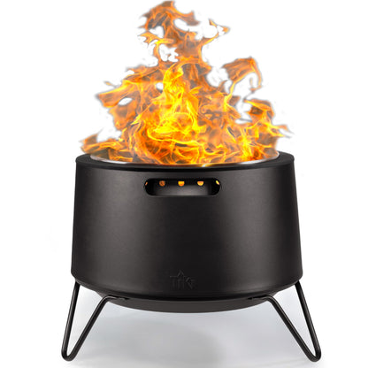 TIKI 20-Inch Smokeless Social Fire Pit, Portable Outdoor Fire Pit with Removable Ash Base, Stand & Cloth Cover – Modern Wood Burning Fire Pit for Patio, Backyard, and Gatherings - CookCave