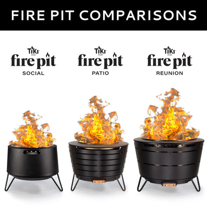 TIKI 20-Inch Smokeless Social Fire Pit, Portable Outdoor Fire Pit with Removable Ash Base, Stand & Cloth Cover – Modern Wood Burning Fire Pit for Patio, Backyard, and Gatherings - CookCave