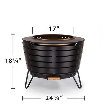 TIKI 25-Inch Smokeless Patio Fire Pit, Wood Burning with Removable Ash Pan & Weather-Resistant Cover, Modern Black Design – Ideal Outdoor Smokeless Fire Pit for Backyard & Patio - CookCave